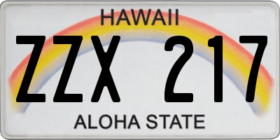 HI license plate ZZX217