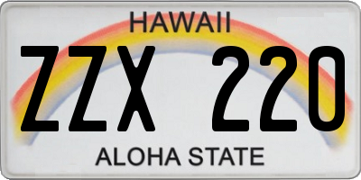 HI license plate ZZX220