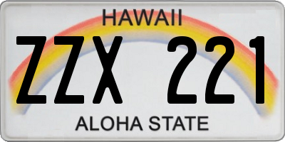 HI license plate ZZX221