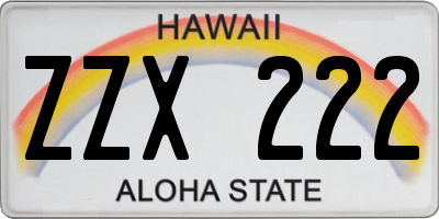 HI license plate ZZX222