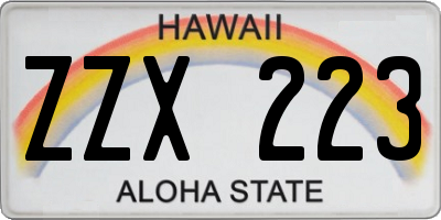 HI license plate ZZX223