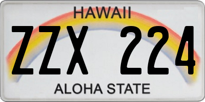 HI license plate ZZX224