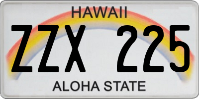 HI license plate ZZX225