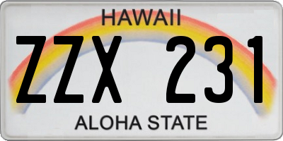 HI license plate ZZX231