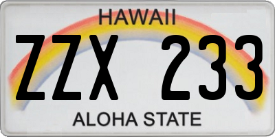 HI license plate ZZX233