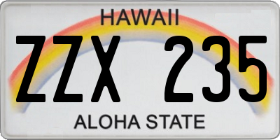 HI license plate ZZX235