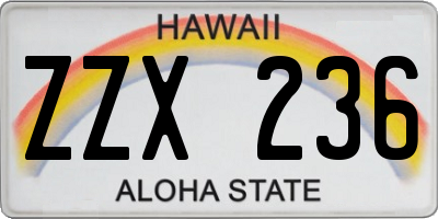 HI license plate ZZX236