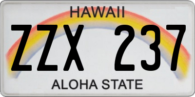 HI license plate ZZX237