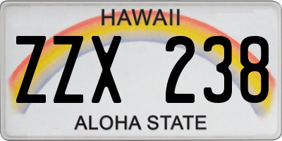 HI license plate ZZX238