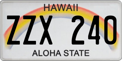 HI license plate ZZX240