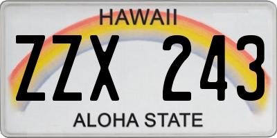 HI license plate ZZX243