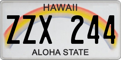 HI license plate ZZX244