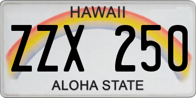 HI license plate ZZX250