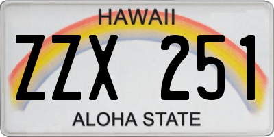 HI license plate ZZX251