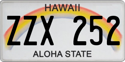 HI license plate ZZX252