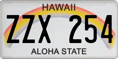 HI license plate ZZX254