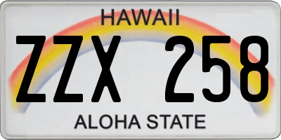 HI license plate ZZX258