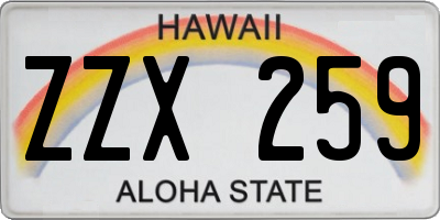 HI license plate ZZX259