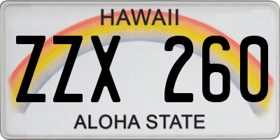 HI license plate ZZX260