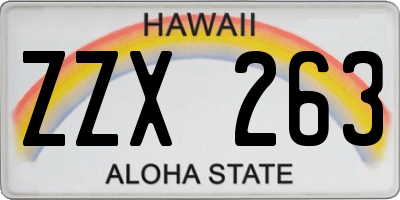 HI license plate ZZX263