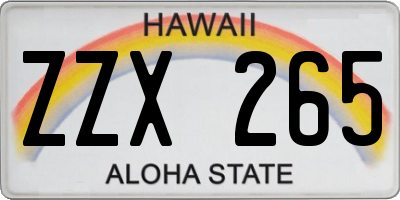 HI license plate ZZX265