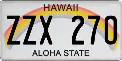 HI license plate ZZX270