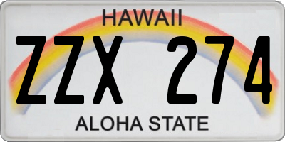 HI license plate ZZX274