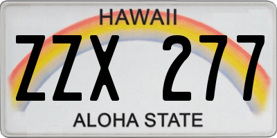 HI license plate ZZX277