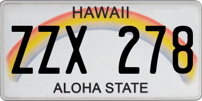 HI license plate ZZX278