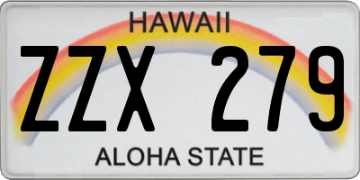 HI license plate ZZX279