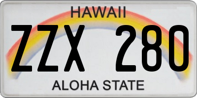 HI license plate ZZX280