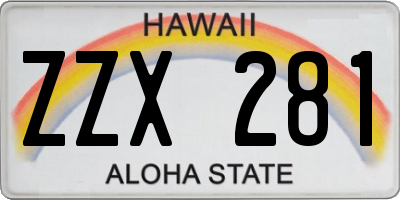 HI license plate ZZX281