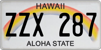 HI license plate ZZX287