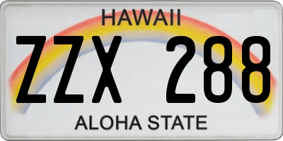 HI license plate ZZX288