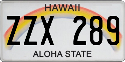 HI license plate ZZX289