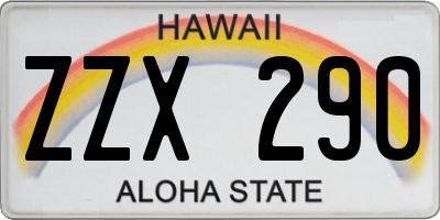 HI license plate ZZX290