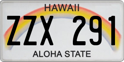 HI license plate ZZX291