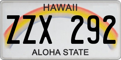 HI license plate ZZX292