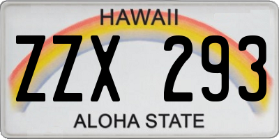 HI license plate ZZX293