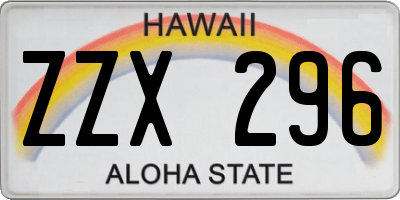 HI license plate ZZX296