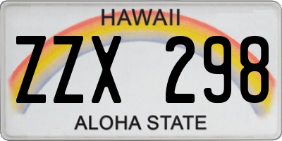 HI license plate ZZX298