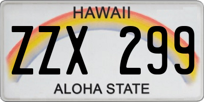 HI license plate ZZX299