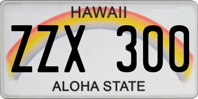 HI license plate ZZX300