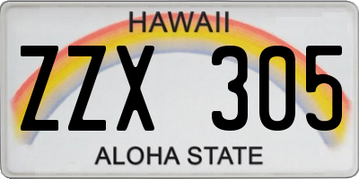 HI license plate ZZX305