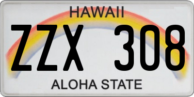 HI license plate ZZX308