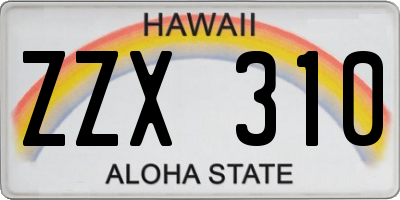 HI license plate ZZX310