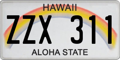 HI license plate ZZX311