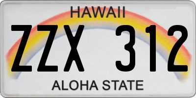 HI license plate ZZX312