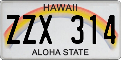 HI license plate ZZX314