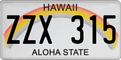 HI license plate ZZX315